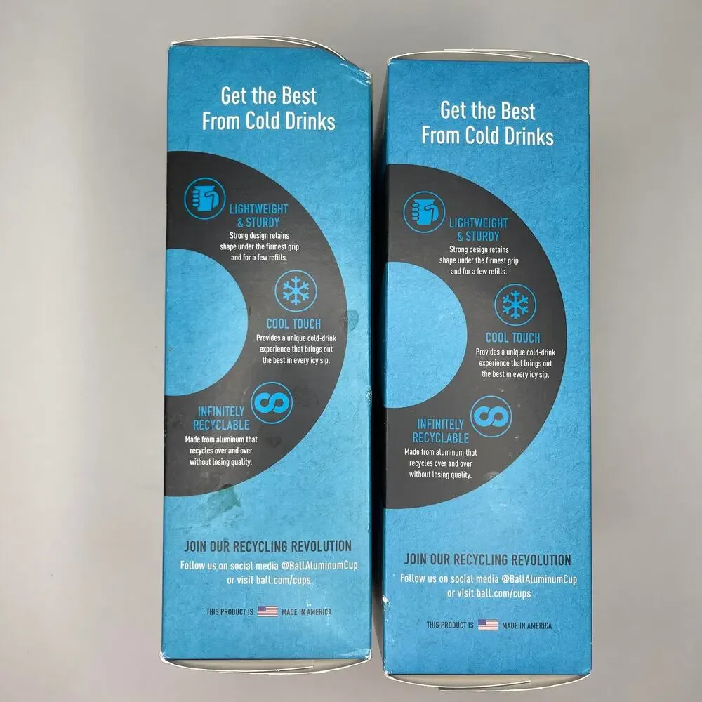 Ball Aluminum Cup — Reusable Party Drink Set of 2 Boxes = 42 Cups, 9 + 12oz NEW!